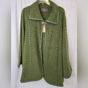 Patricia Nash Vintage Group Sleeved Cape Soft Olive M/L